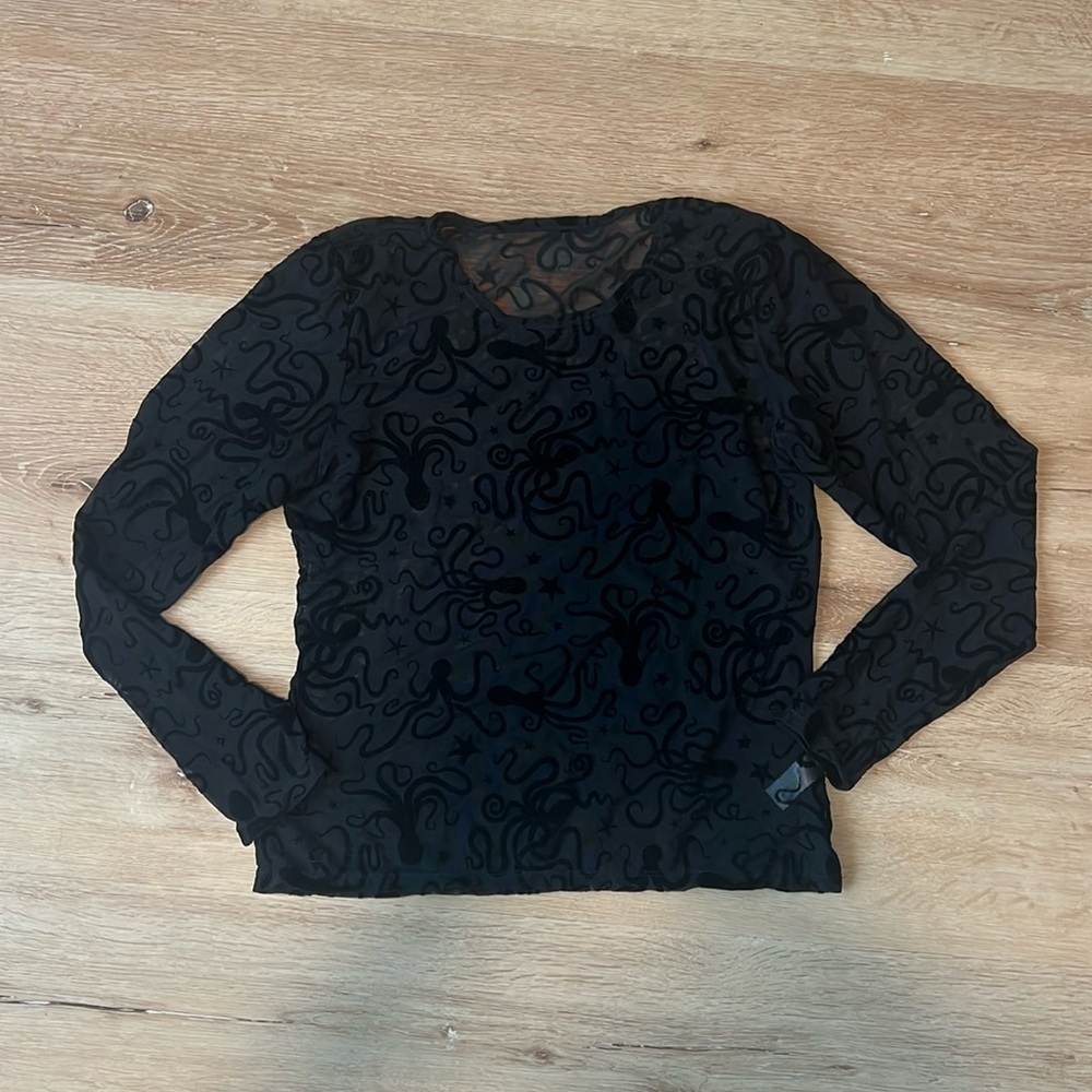 Blackmilk Sheer Flocked Octopus Top BNWOT Size Large Never worn
